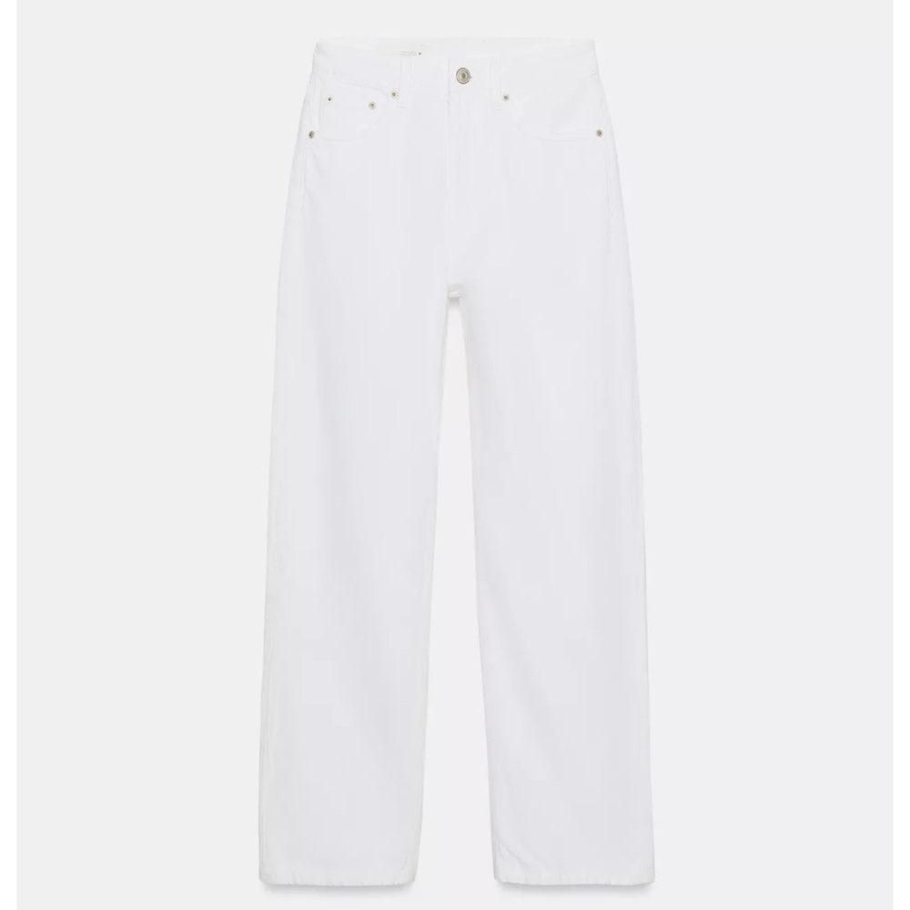 NWT Zara Mom Fit High Waisted Jeans White Denim Jeans 100% Cotton Size US 4 - Picture 2 of 11